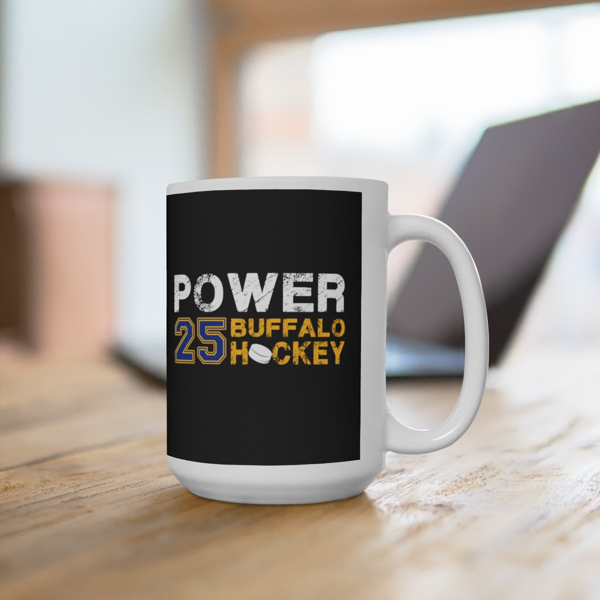 Power 25 Buffalo Hockey Ceramic Coffee Mug In Black, 15oz