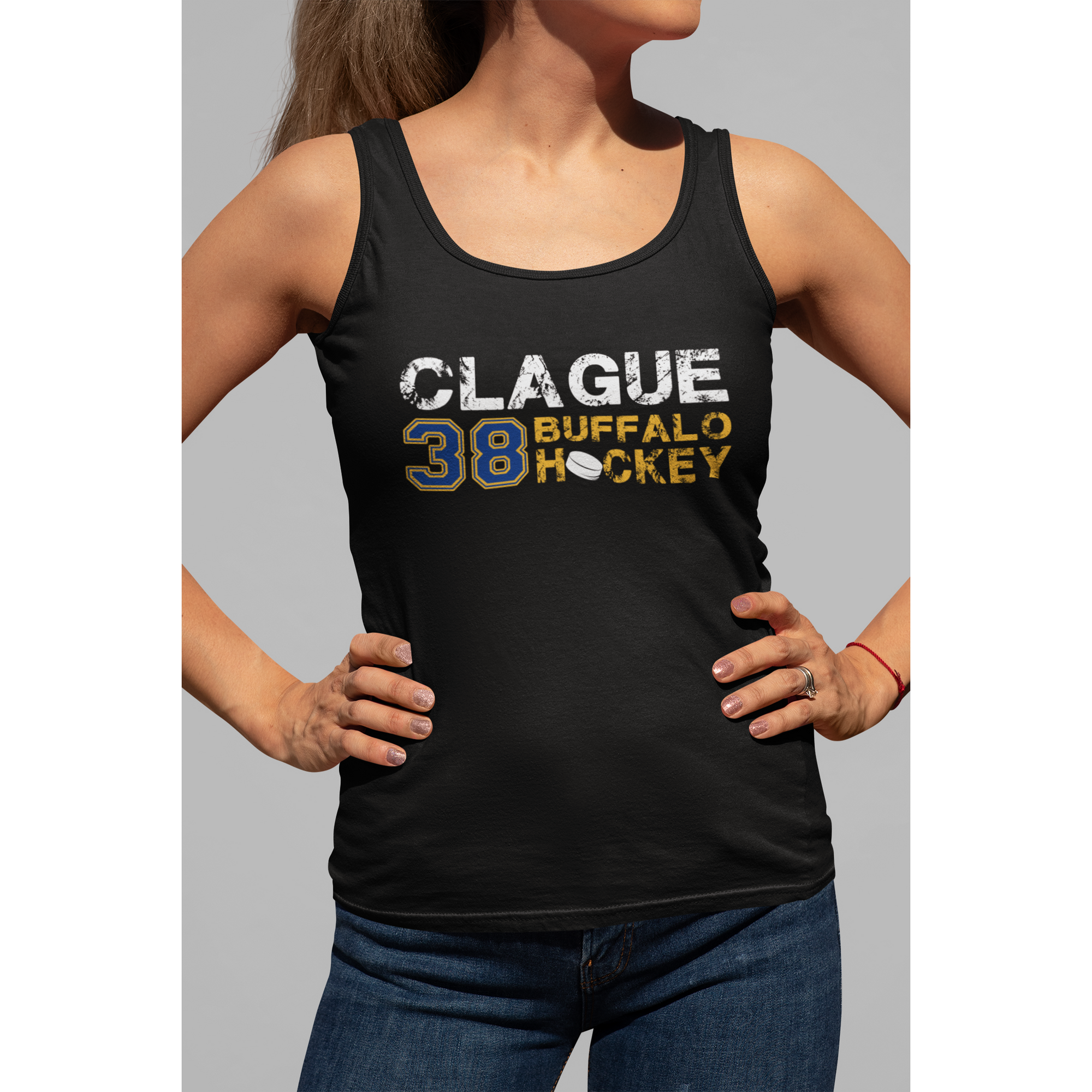 Clague 38 Buffalo Hockey Women's Tri-Blend Racerback Tank Top