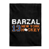 Barzal 13 New York Hockey Velveteen Plush Blanket