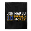 Jokiharju 10 Buffalo Hockey Velveteen Plush Blanket