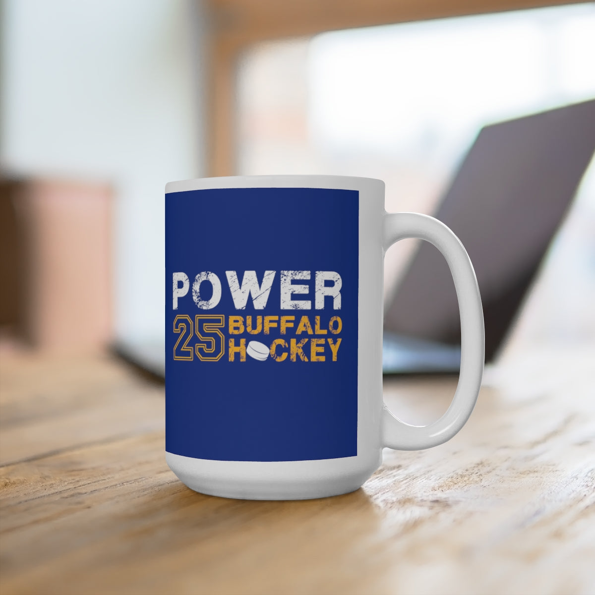 Power 25 Buffalo Hockey Ceramic Coffee Mug In Royal Blue, 15oz