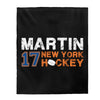 Martin 17 New York Hockey Velveteen Plush Blanket