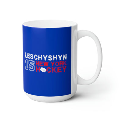 Leschyshyn 15 New York Hockey Ceramic Coffee Mug In Blue, 15oz